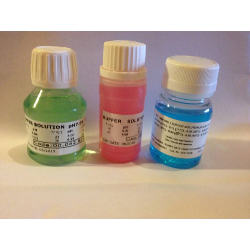 Solutions tampon pH 4 pH 7 pH 9 pour régulation pH