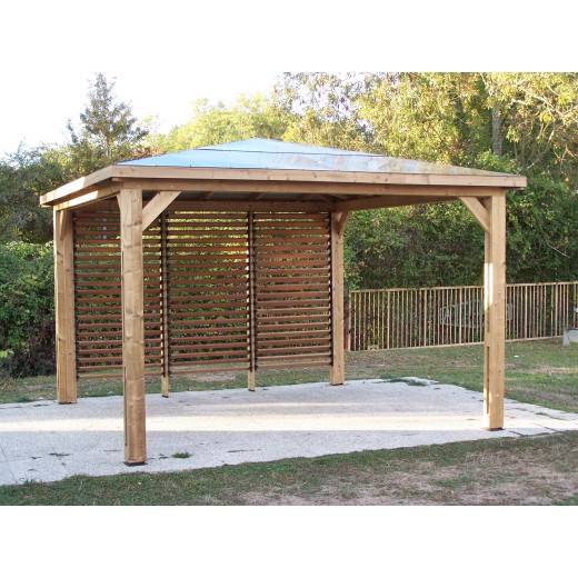 Pool House Paroi avec ventelles mobiles bois massif THT 14m²