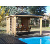 Pool House bois massif avec double paroi ventelles mobiles et orientables