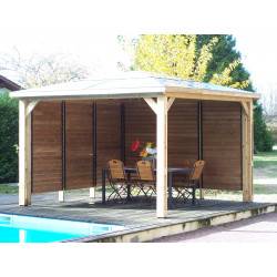 Pool House bois massif avec double paroi ventelles mobiles et orientables