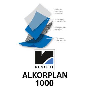 PVC armé ALKORPLAN 1000 Standard Uni rouleau de 41,25 m2 - Largeur 1,65m
