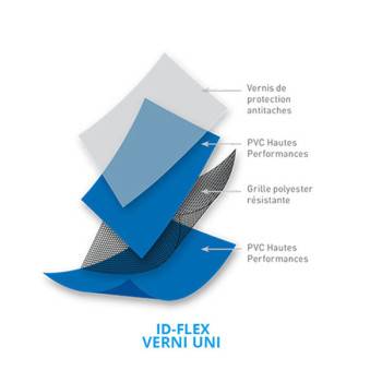 PVC armé ID-FLEX Supérieur verni Uni rouleau 51.25 m2 - Largeur 2,05m (coloris disponibles)
