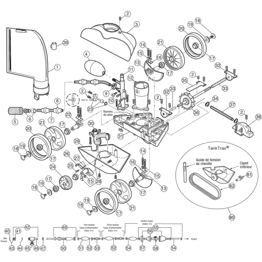 Tuyau d'alimentation blanc 3M W7230305 N°52 robots Polaris 280/480 Pro/3900 Sport/QUATTRO Sport/380/180