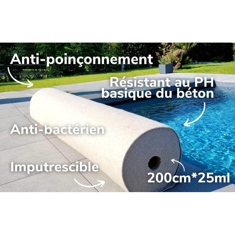 Feutrine géotextile 350 PP - Rouleau 25 x 2 mètres
