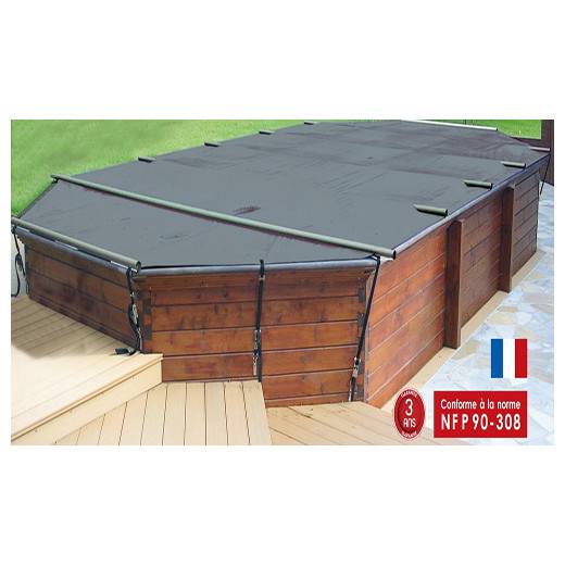 Bâche à barres piscine hors sol sur mesure WOODY