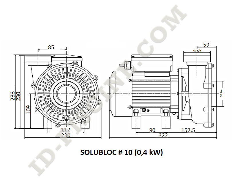 Dimensions pompe Solubloc 10