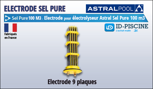 Electrode Astral pour électrolyseur Sel Pure 100 m3 - Modèle électrode 9 plaques Astral Sel Pure 100 M3