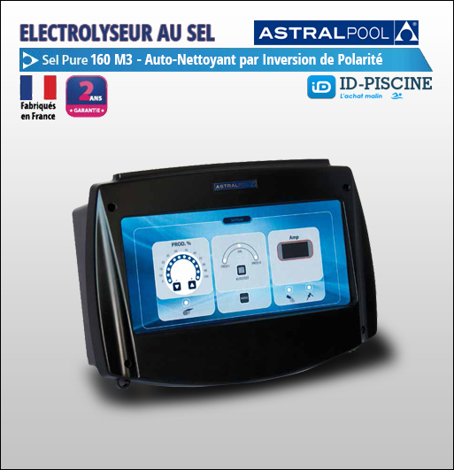 Electrolyseur au sel Astral Sel Pure 160 m3 compact et efficace pour piscine jusqu'à 160m3.