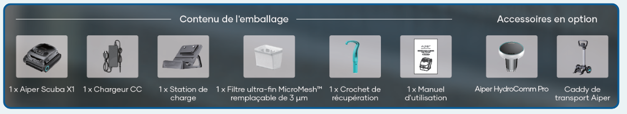 Contenu de l'emballage Scuba X1